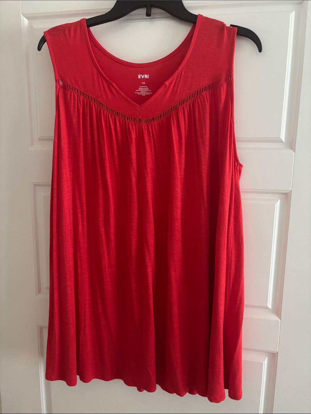 EVRI Red V-Neck Swing Tank with Ladder Trim